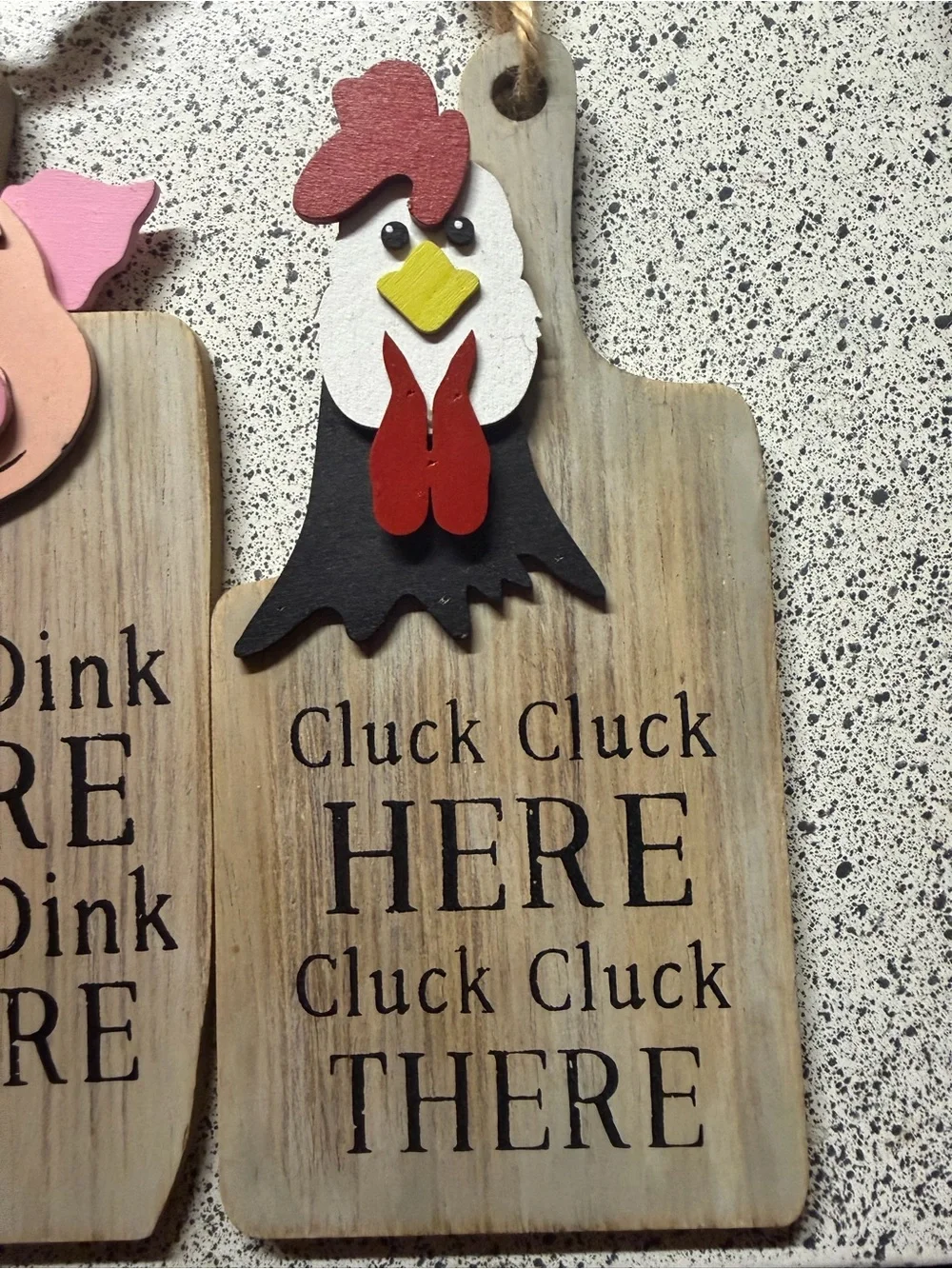 Rustic Pig Wall Hanging - Pink Pig Head ‘Oink Oink’ Sign
